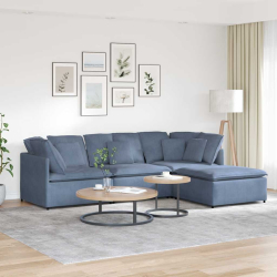Sofa modułowa z podnóżkiem i poduszkami Tkanina kordowa