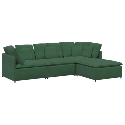 Sofa modułowa z podnóżkiem i poduszkami Tkanina kordowa