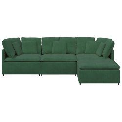 Sofa modułowa z podnóżkiem i poduszkami Tkanina kordowa