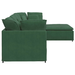 Sofa modułowa z podnóżkiem i poduszkami Tkanina kordowa