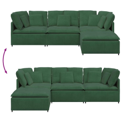 Sofa modułowa z podnóżkiem i poduszkami Tkanina kordowa
