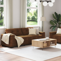 Zestaw 2 Brązowy Tkanina, Drewno Duży Smukły Sofa