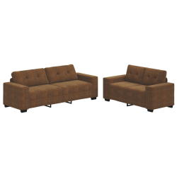 Zestaw 2 Brązowy Tkanina, Drewno Duży Smukły Sofa