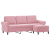 3-osobowa sofa z podnóżkiem, różowa, 180 cm, aksamitem