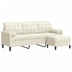 Sofa 3-osobowa, kremowa, 180 cm, tapicerowana aksamit