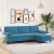 3-osobowa sofa z podnóżkiem, niebieska, 210 cm, aksamit