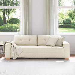 Sofy Beżowa Materiał Duża Wygodne Sofa 3-osobowa Prostokątna