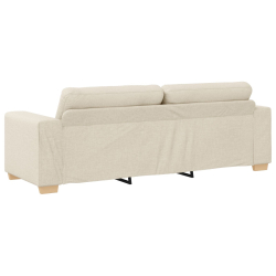 Sofy Beżowa Materiał Duża Wygodne Sofa 3-osobowa Prostokątna