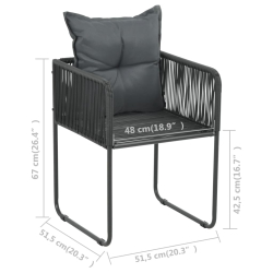 7-częściowy zestaw mebli ogrodowych rattan PVC, czarny