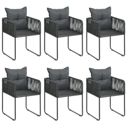 7-częściowy zestaw mebli ogrodowych rattan PVC, czarny