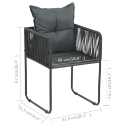 7-częściowy zestaw mebli ogrodowych rattan PVC, czarny
