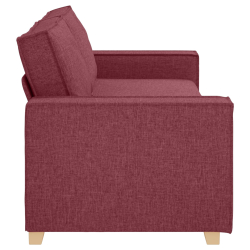 Sofa 3-osobowa Jasnoszara 59 cm Tkanina Czerwony Winny Poliester