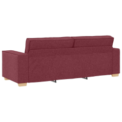 Sofa 3-osobowa Jasnoszara 59 cm Tkanina Czerwony Winny Poliester