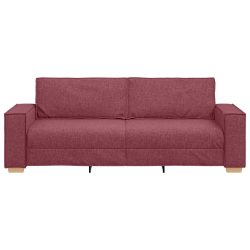 Sofa 3-osobowa Jasnoszara 59 cm Tkanina Czerwony Winny Poliester