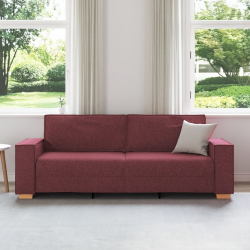 Sofa 3-osobowa Jasnoszara 59 cm Tkanina Czerwony Winny Poliester