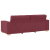 Sofa 3-osobowa Jasnoszara 59 cm Tkanina Czerwony Winny Poliester