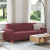 Sofa 3-osobowa Jasnoszara 59 cm Tkanina Czerwony Winny Poliester