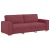 Sofa 3-osobowa Jasnoszara 59 cm Tkanina Czerwony Winny Poliester