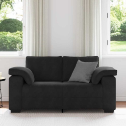 Sofa dwuosobowa czarna 120 cm aksamitna
