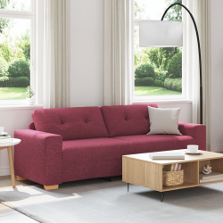 Burgundowy Poliester, Drewno Średni Dla wielu Sofa 3-osobowa