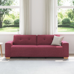Burgundowy Poliester, Drewno Średni Dla wielu Sofa 3-osobowa