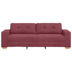 Burgundowy Poliester, Drewno Średni Dla wielu Sofa 3-osobowa