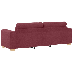 Burgundowy Poliester, Drewno Średni Dla wielu Sofa 3-osobowa
