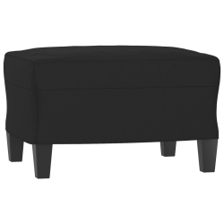 3-os. sofa z podnóżkiem, czarna, 180 cm, obita mikrofibrą