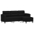 3-os. sofa z podnóżkiem, czarna, 180 cm, obita mikrofibrą