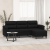 3-os. sofa z podnóżkiem, czarna, 180 cm, obita mikrofibrą