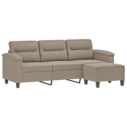 3-os. sofa z podnóżkiem, taupe, 180 cm, obita mikrofibrą