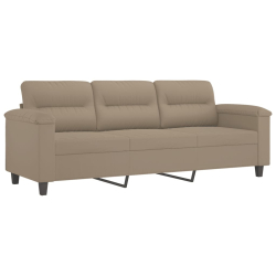 3-os. sofa z podnóżkiem, taupe, 180 cm, obita mikrofibrą