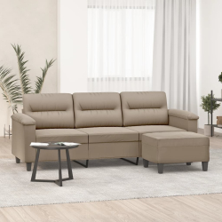 3-os. sofa z podnóżkiem, taupe, 180 cm, obita mikrofibrą
