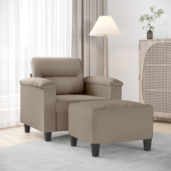 Fotel z podnóżkiem, kolor taupe, 60 cm, obity mikrofibrą