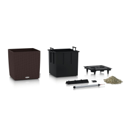 LECHUZA Doniczka CUBE Cottage 50 ALL-IN-ONE, kolor mokka