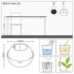 LECHUZA Donica wisząca BOLA Color 23 ALL-IN-ONE, biała