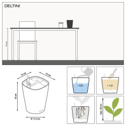 LECHUZA Donica DELTINI ALL-IN-ONE, metaliczny grafitowy