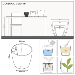 LECHUZA Doniczka CLASSICO Color 18 ALL-IN-ONE, biała