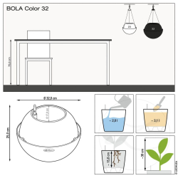 LECHUZA Donica wisząca BOLA Color 32 ALL-IN-ONE, piaskowy brąz