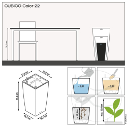 LECHUZA Donica CUBICO Color 22 ALL-IN-ONE, szary łupkowy