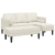Sofa Ogrodowa z Ławką i Poduszkami L-kształtna Kremowy Welur, Sofa L-kształtna Krem 173x131x67 cm Welur, Ławka Krem 113 cm Welur