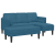 Sofa ogrodowa z ławką i poduszkami w kształcie L w niebieskim aksamicie, Sofa w kształcie L niebieska 173x131x67 cm aksamitna, Ławka niebieska 113x57x