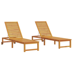 Leżaki 2 szt. lite drewno acacia, Leżak lite drewno acacia