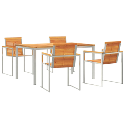 Zestaw do jadalni 5 części z litego drewna akacjowego, Stół do jadalni 150x90x75 cm z litego drewna akacjowego