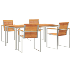 5-elementowy zestaw do jadalni w ogrodzie z litego drewna akacjowego, Stół do jadalni na świeżo 180x90x75 cm z litego drewna akacjowego