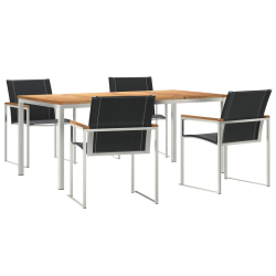 Zestaw do jadalni w ogrodzie 5-częściowy z litego drewna akacjowego, Stół do jadalni na zewnątrz 180x90x75 cm z litego drewna akacjowego