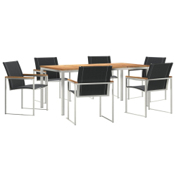 7-częściowy zestaw do jedzenia w ogrodzie z litego drewna akacjowego vidaXL, Stół do jedzenia na świeżym powietrzu 180x90x75 cm z litego drewna akacjo