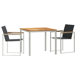 3-częściowy zestaw do jadalni ogrodowej z litego drewna tekowego vidaXL, Stół do jadalni na świeżym powietrzu 90x90x74.5 cm z litego drewna tekowego v