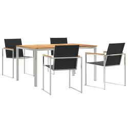 5-częściowy zestaw jadalniany z litego drewna teakowego, Stół do jadalni 150x90x75 cm z litego drewna teakowego