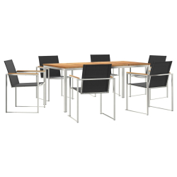 Zestaw do jadalni 7 części z litego drewna tekowego vidaXL, Stół do jadalni na świeżym powietrzu 180x90x75 cm z litego drewna tekowego vidaXL